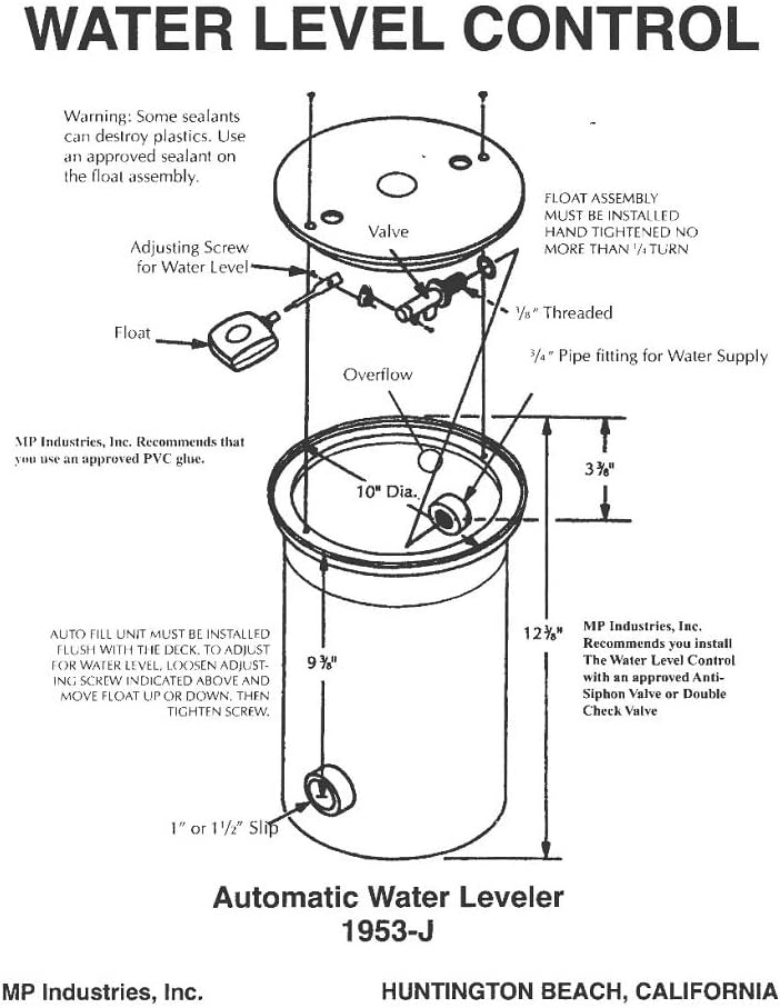 MP Industries Auto-Lev Autofill Kit White | 1953-J-W by Pool Supply Depot