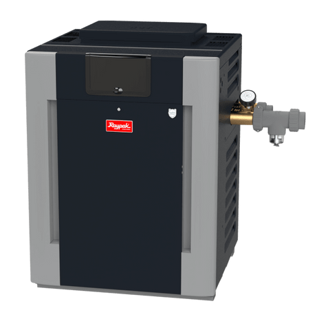 Raypak B-R406A-EN-X #50 Digital ASME Natural Gas Heater, 399K BTU, Cupro-Nickel Exchanger, 268 lbs, 2” Bronze Headers, ProTek Shield Module | 017402