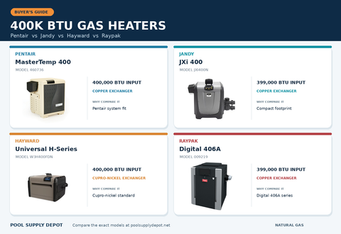 Best 400K BTU Pool Heaters: Pentair vs Jandy vs Hayward vs Raypak