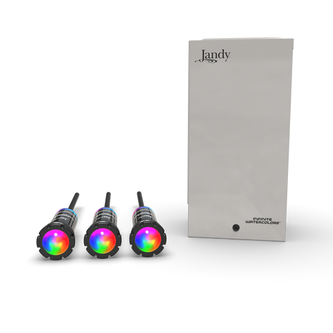 Jandy Infinite WaterColors, 3-LED Lights Kit, 300 W Light Controller, 15W, 100' Cord NicheLess Light, RGBW Infinite WaterColors | IWC3KIT15W100