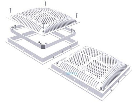 Hayward 12" Dual Pak High Flow Drain Cover and Frame, Square, White | WG1032HF2PAK2
