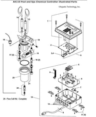 Pentair AK110 Pool and Spa Chemical Controller Top, Flow Cell, w/ flow switch and nylon plugs | 754001990