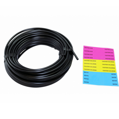 Pentair Intellichem 100FT 1/4" Black Tubing for Chemical Injection with Labels | 522446