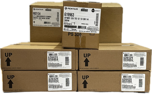 Pentair 4x Microbrite, WHITE LED, 12V, Combo Kit w/ 300 Watt Trasnformer 100FT Cord | 602134 by Pool Supply Depot