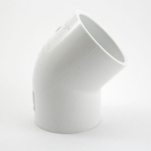 2" White SCH40 PVC 45 Degree Elbow Socket - BOX 25 | 417-020bc