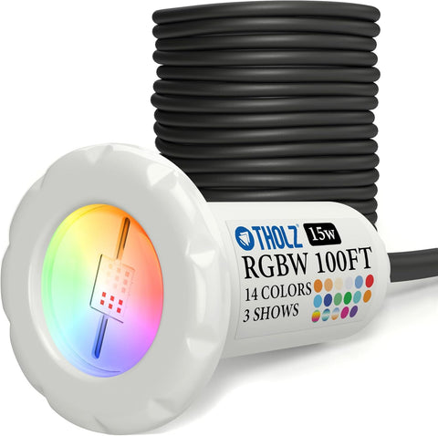 Tholz® RGBW Pool Light (Ultra Bright LED, 15W, 12VAC, 100' Cord) | 03.030.02311