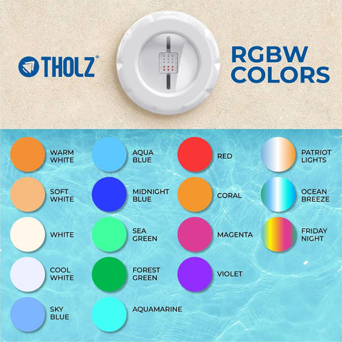 Tholz® RGBW Pool Light (Ultra Bright LED, 15W, 12VAC, 100' Cord) | 03.030.02311