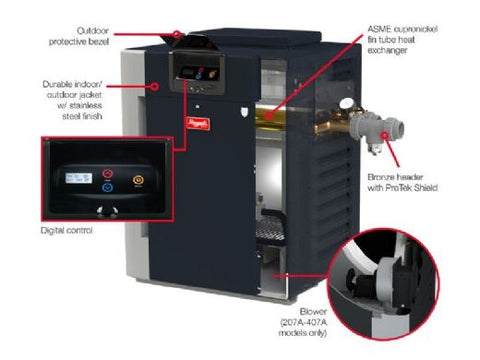 Raypak B-R336A-EN-C #50 Digital ASME Natural Gas Heater, 332.5K BTU, Copper Exchanger, Bronze Headers | 017373