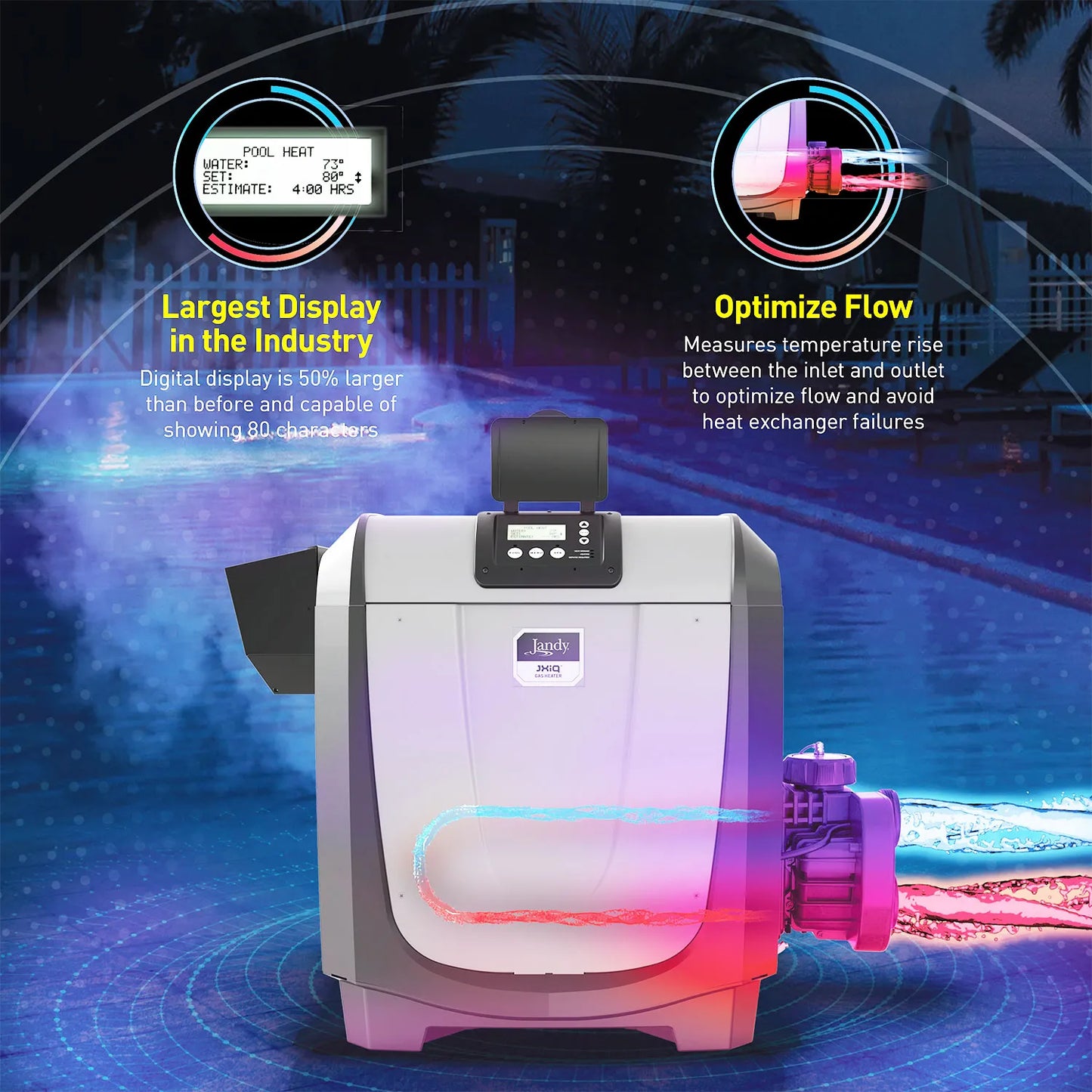 Jandy JXiQ Natural Gas Heater, Versaflo, 400K BTU, Copper Exchanger | JXIQ400NK