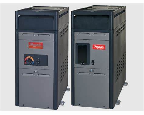 Raypak P-R156A-EN-C Digital Natural Gas Heater, 150K BTU, 120V, Polymer Headers, Electronic Ignition, Copper Exchanger, 100 lbs | 014784