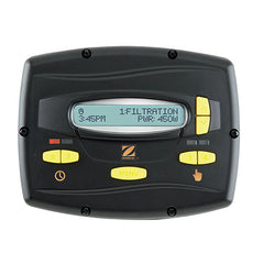 	Jandy JEP-R pump controller with LCD display and yellow control buttons.