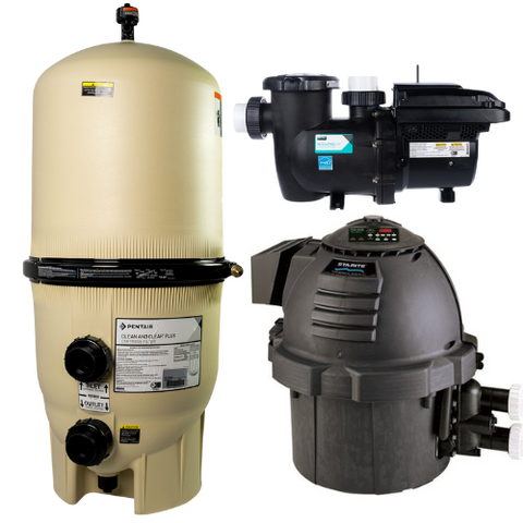 Pentair Pool Equipment Bundle. 520 sq. ft. Filter, Stai-Rite 400NA Heater and 3.0 HP Pump.