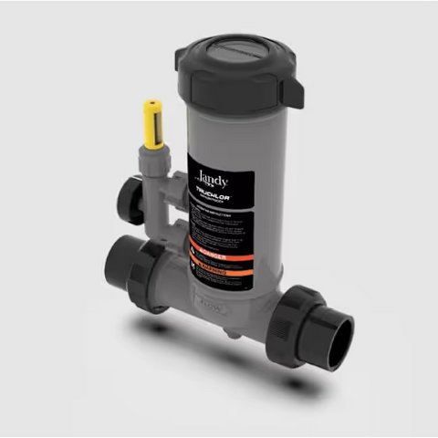 Jandy TruChlor Erosion Feeder, Inline Variable Speed, Clear Glass Lid, 9 3" tablets, 20-50 GPM, 50 PSI, 50,000 gallons, 2" - 2 1/2" Unions | TSCLVSCG