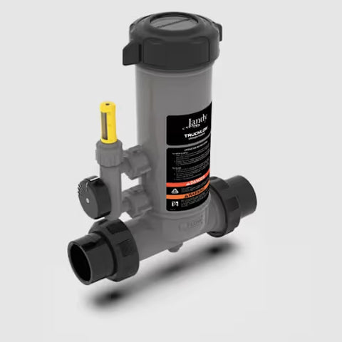 Jandy TruChlor Erosion Feeder, Inline Variable Speed, Clear Glass Lid, 9 3" tablets, 20-50 GPM, 50 PSI, 50,000 gallons, 2" - 2 1/2" Unions | TSCLVSCG