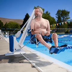 Aqua Creek Ranger 2 ADA Pool Lift, 350 lb Capacity, White Frame with Blue Seat, No Anchor | F-RNGR2