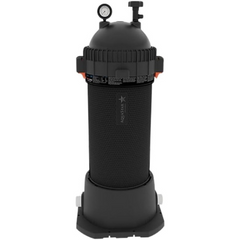 A black AquaStar Swimming Pool Pipeline Cartridge Filter system.
