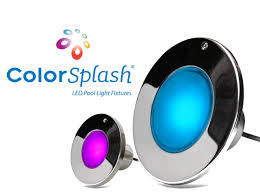 J&J Electronics Color Splash XG LED Pool Fixture, 500 W Equivalent, 120V, 58W, 847Lm, RGB, 100' Cord, SwimQuip | LPL-F2CW-120-100-P