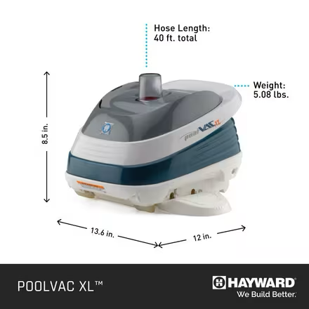 Hayward W32025ADC Pool Vac XL Suction Cleaner | 40' Hose for Concrete Pools