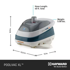 Hayward W32025ADC Pool Vac XL Suction Cleaner | 40' Hose for Concrete Pools