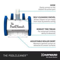 Hayward The PoolCleaner 4 Wheel Suction Cleaner, White | W3PVS40JST