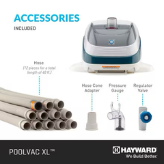 Hayward W32025ADC Pool Vac XL Suction Cleaner | 40' Hose for Concrete Pools