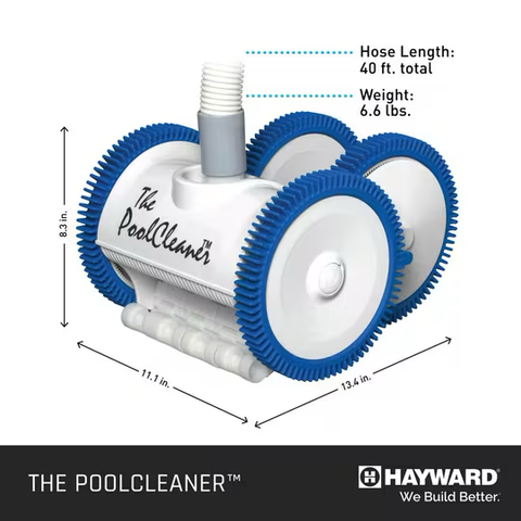 Hayward The PoolCleaner 4 Wheel Suction Cleaner, White | W3PVS40JST