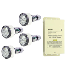 Pentair 4x Microbrite, COLOR LED, 12V, Combo Kit w/ 300 Watt Trasnformer 100FT Cord | 602133