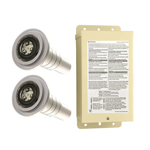 Pentair GloBrite® Color LED Light Kit, 2 Lights with 100' Cords, 300W Transformer & 2 Gunite Niches | 619994