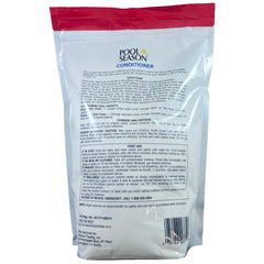 Back of Pool Season Conditioner 8 lb pouch, part 47251360, showing directions and safety information.