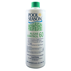 Pool Season 47245960 Algae Control 60, 1 qt bottle with green cap and front product label.