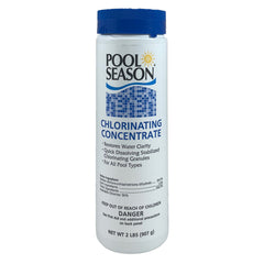 Pool Season 47251300 2 lb chlorinating concentrate bottle with blue cap and front product label.