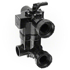 Jandy BWVL-NVL Never Lube 2-in-1 backwash valve with two filter union connections, angled view.