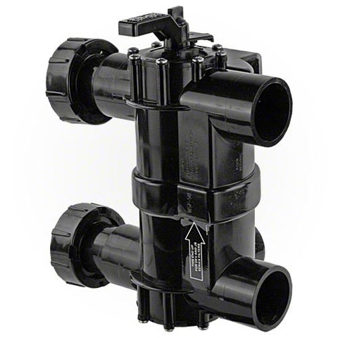 Opposite-side view of the Jandy BWVL-NVL backwash valve showing two plumbing ports and filter unions.