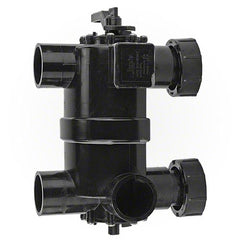 Side view of the Jandy BWVL-NVL backwash valve showing the valve body, handle, plumbing ports and unions.