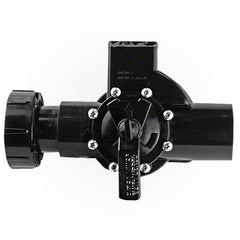 Top view of the Jandy BWVL-NVL Never Lube backwash valve showing the handle, lid screws and pipe connections.