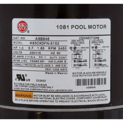 Us Motors 1 Hp Sq Flange Asb848 56Y | ASB848