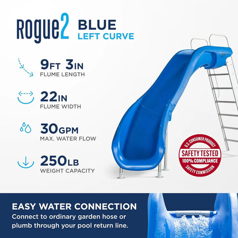 S.R. Smith Rogue2® Pool Slide, Right Turn, Blue | 610-209-5813