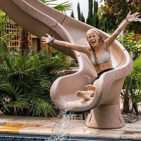 SR Smith TurboTwister Pool Slide, Left Turn, Sandstone | 688-209-58223